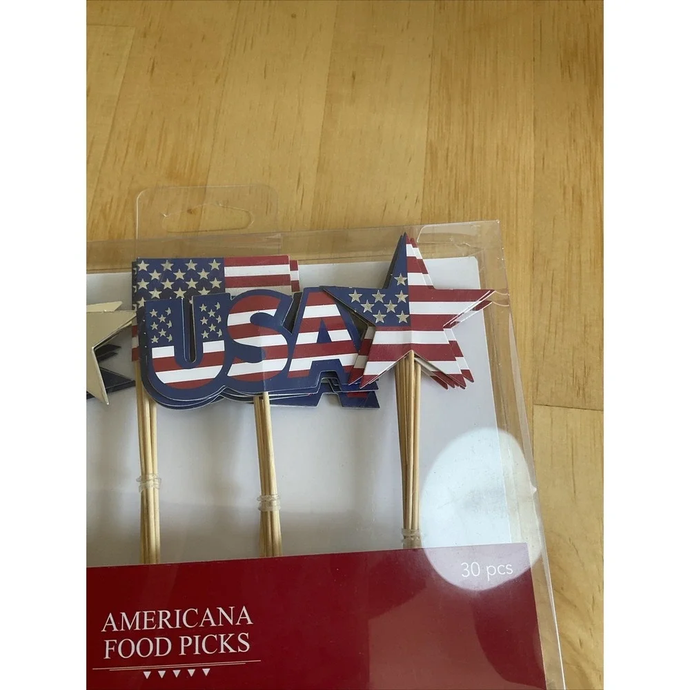 Joy fun 30pcs Americana food Picks Cupcakes Stick New USA Stars